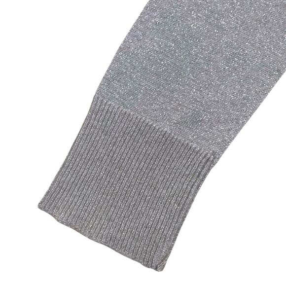 Michael Kors Turtleneck Cowl Long Sleeve Metallic Silver Gray Sweater Small - Picture 8 of 11
